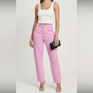 J Galt Highrise Pink Cargo Style Jeans